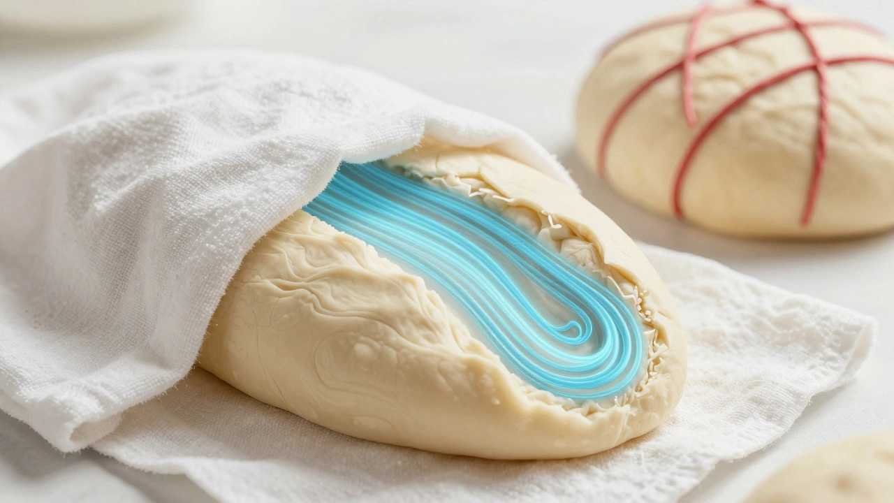 Illustration of dough resting to relax gluten strands