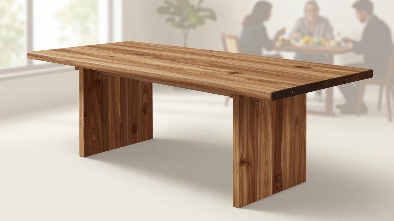 Polished Sheesham wood dining table highlighting sturdy construction