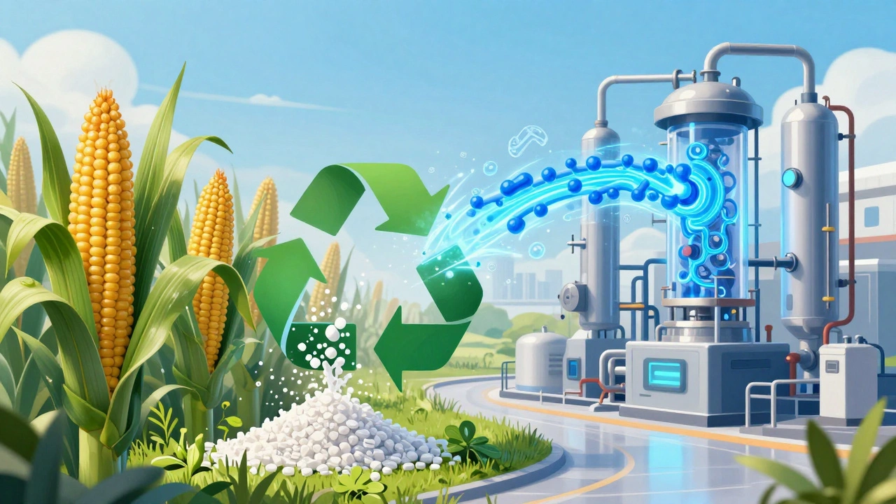 Illustration of bio-based plastics and chemical recycling technology
